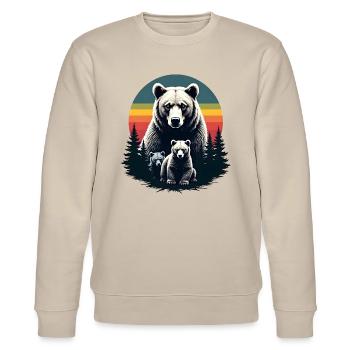 Mama Bär Bären Familie Geschenk Muttertag Frauen - Stanley/Stella Unisex Bio-Sweatshirt CHANGER  - Beige - Vorne - Nik (191cm) & Marisol (170cm)