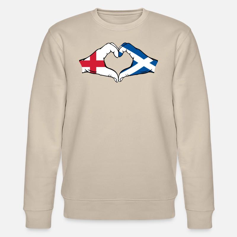 England Scotland Hands Heart Shape - Stanley/Stella CHANGER Unisex Organic Sweatshirt - beige