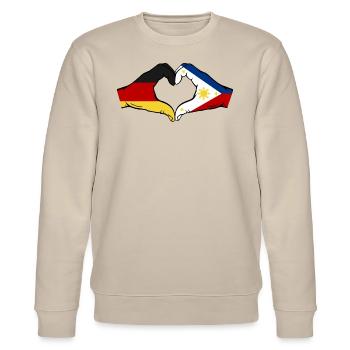 Deutschland Philippinen Flagge Hände Herzform - Stanley/Stella Unisex Bio-Sweatshirt CHANGER  - Beige - Vorne - Nik (191cm) & Marisol (170cm)
