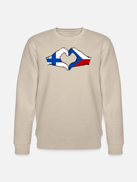 Suomi Tšekin tasavallan lippu kädet sydämen muoto - Stanley/Stella CHANGER unisex luomu-collegepaita - beige