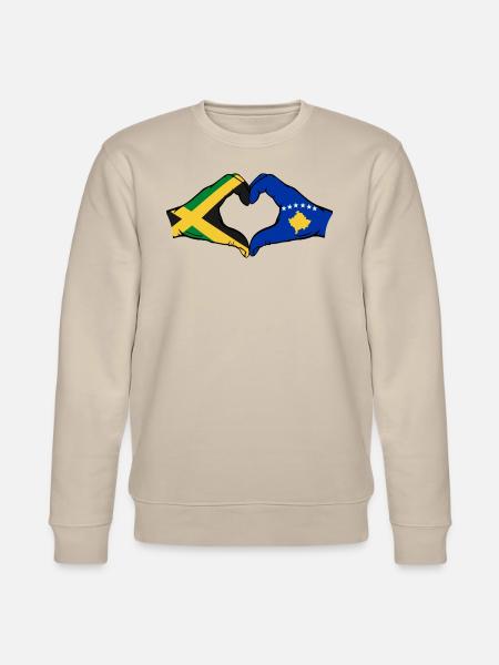 Jamaica Kosovo Hands Heart Shape - Stanley/Stella CHANGER Unisex Organic Sweatshirt - beige