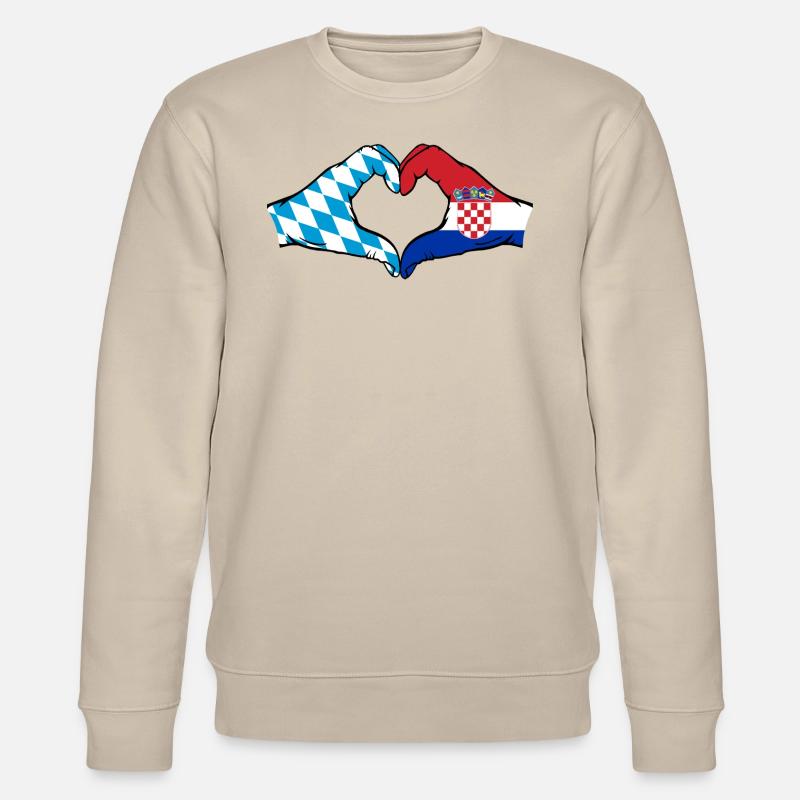 Bavière, Croatie, Drapeau, Mains, Coeur - Sweat bio CHANGER Stanley/Stella Unisexe - beige