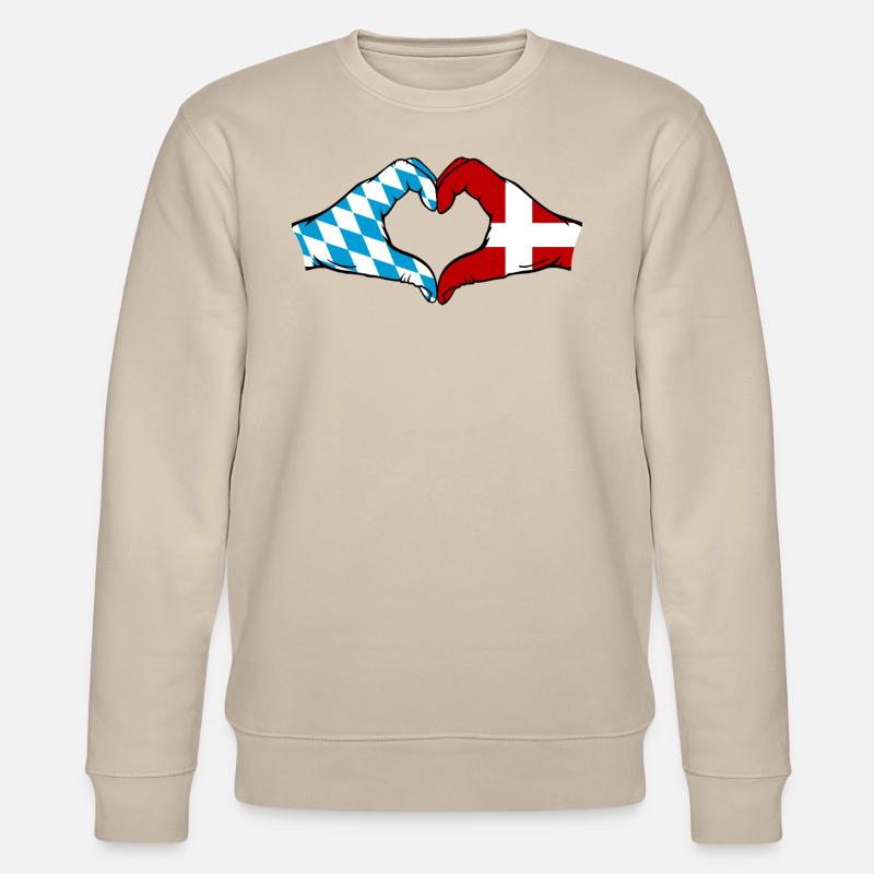 Bavière, Danemark, Drapeau, Mains, Coeur - Sweat bio CHANGER Stanley/Stella Unisexe - beige