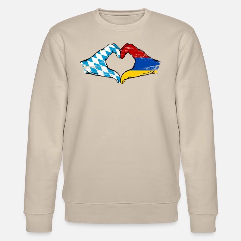 Bavière, Arménie, Drapeau, Mains, Coeur - Sweat bio CHANGER Stanley/Stella Unisexe - beige