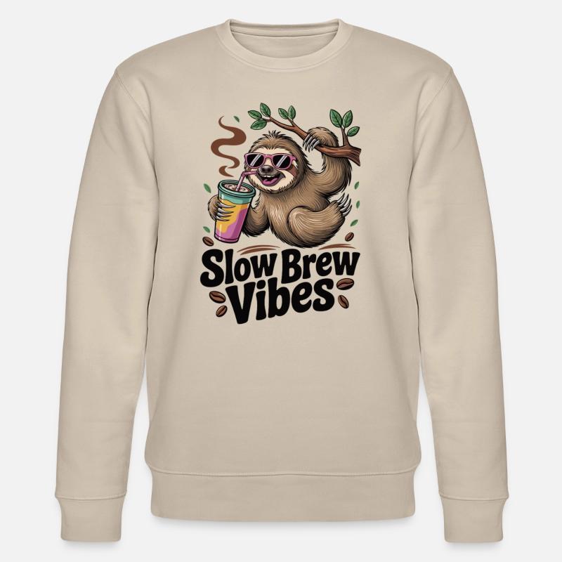 Slow Brew – Sloth Style - Stanley/Stella CHANGER Unisex Organic Sweatshirt - beige