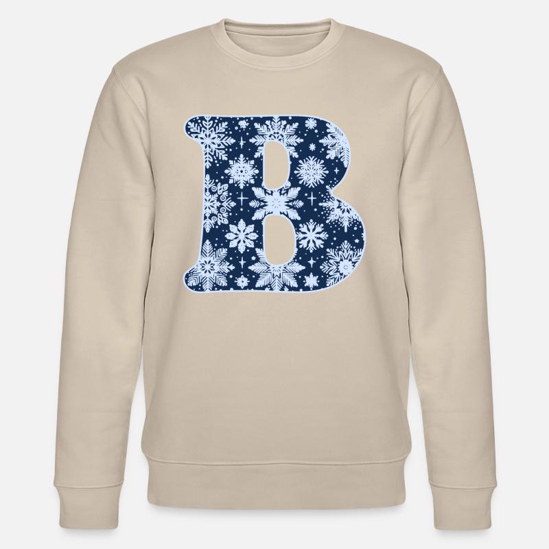 Buchstabe B Schneeflocken - Stanley/Stella Unisex Bio-Sweatshirt CHANGER  - Beige