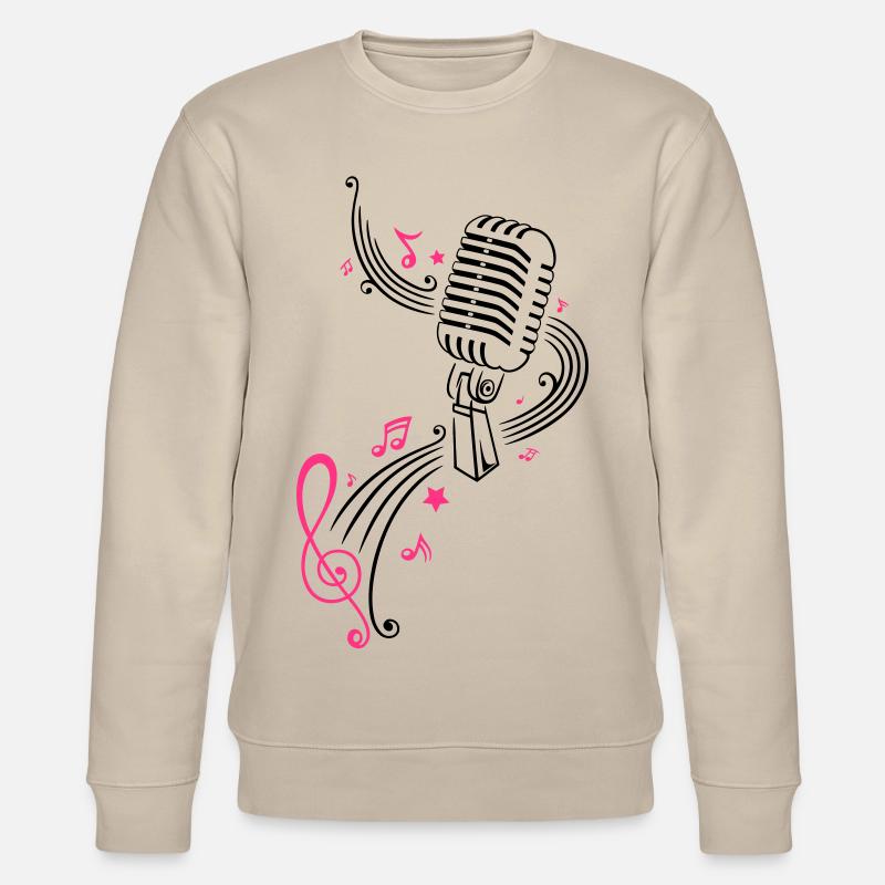 Mikrofon mit Musiknoten und Notenschlüssel - Sweat bio CHANGER Stanley/Stella Unisexe - beige