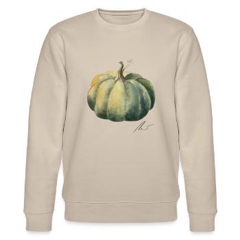 Harvest Moon Pumpkin - Stanley/Stella Unisex Bio-Sweatshirt CHANGER  - Beige - Vorne - Nik (191cm) & Marisol (170cm)