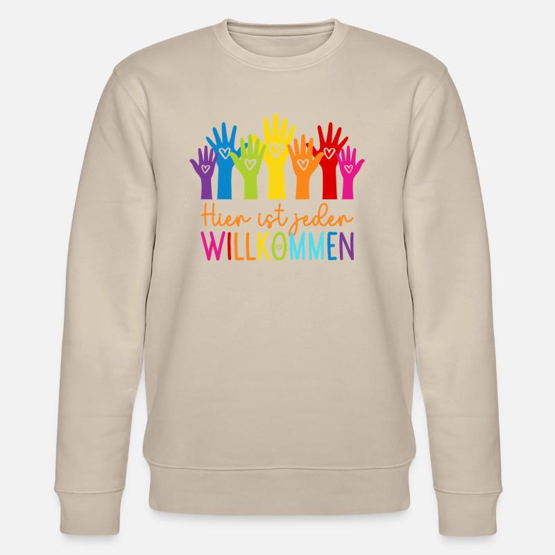 Hier ist jeder willkommen - Stanley/Stella Unisex Bio-Sweatshirt CHANGER  - Beige