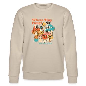 Retro Mushroom Troop - Stanley/Stella CHANGER Unisex Organic Sweatshirt - beige - Front - Nik (191cm) & Marisol (170cm)