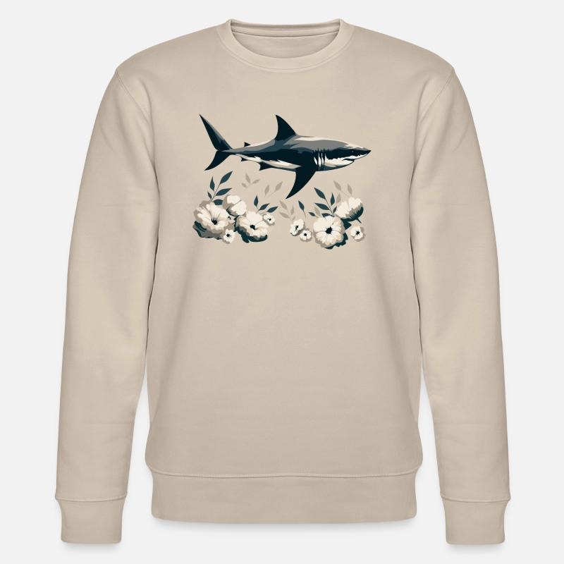Hai mit Blumen - Stanley/Stella Unisex Bio-Sweatshirt CHANGER  - Beige