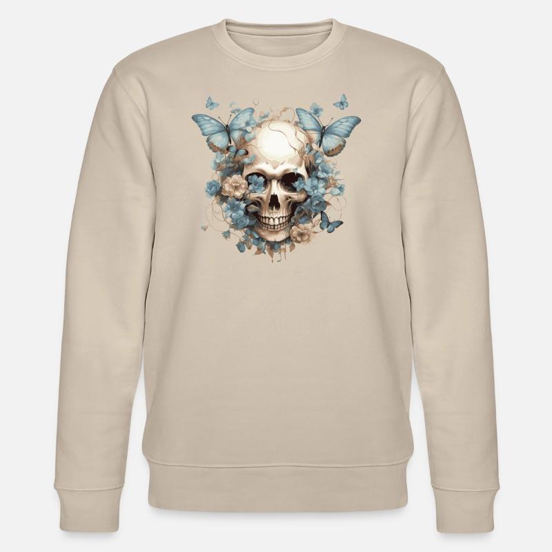 Papillons et crânes - Sweat bio CHANGER Stanley/Stella Unisexe - beige