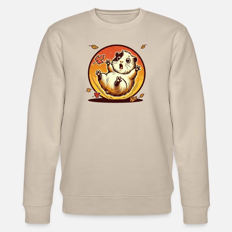 Hamster mit Herbst-Blättern - Stanley/Stella Unisex Bio-Sweatshirt CHANGER  - Beige