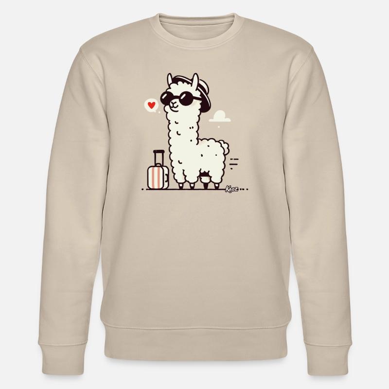 Lama de voyage avec valise - Sweat bio CHANGER Stanley/Stella Unisexe - beige