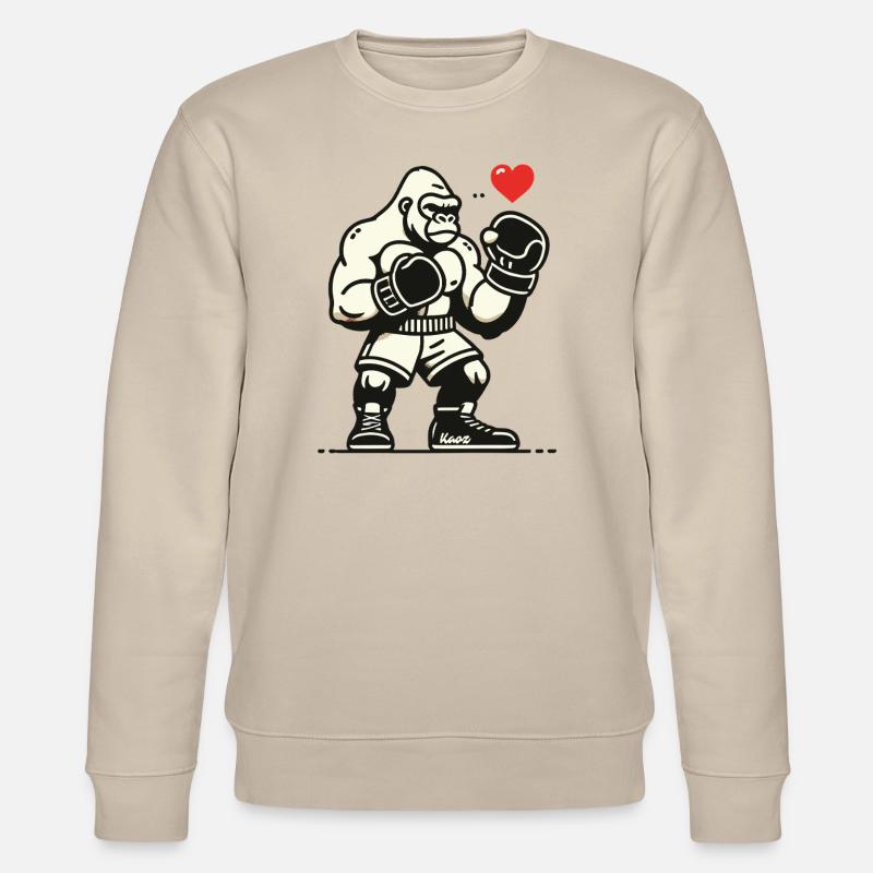 Boxer-Gorilla mit Herz - Stanley/Stella Unisex Bio-Sweatshirt CHANGER  - Beige