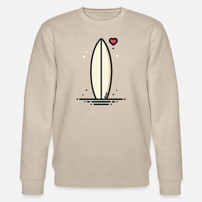 Retro Surfbrett mit Herz - Stanley/Stella Unisex Bio-Sweatshirt CHANGER  - Beige