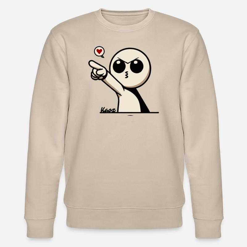 Süßes Cartoon-Männchen mit Herz - Stanley/Stella Unisex Bio-Sweatshirt CHANGER  - Beige