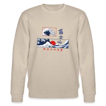 die große Welle vor Kanagawa Japan - Stanley/Stella Unisex Bio-Sweatshirt CHANGER  - Beige - Vorne - Nik (191cm) & Marisol (170cm)