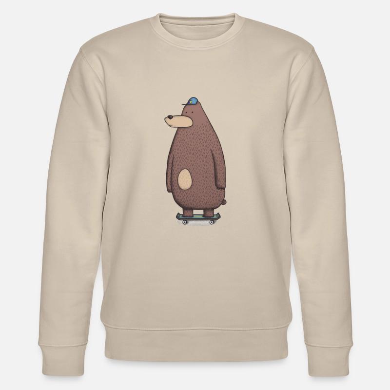 Skateboard Bär - Stanley/Stella Unisex Bio-Sweatshirt CHANGER  - Beige