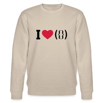 I LOVE PUSSY - ASCII - Stanley/Stella CHANGER Unisex Organic Sweatshirt - beige - Front - Nik (191cm) & Marisol (170cm)