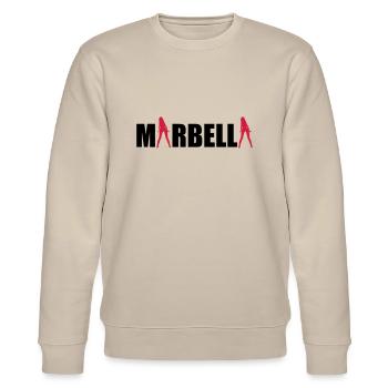 Marbella sexy Girls holiday Spain - Stanley/Stella Unisex Bio-Sweatshirt CHANGER  - Beige - Vorne - Nik (191cm) & Marisol (170cm)