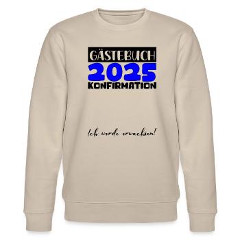 Confirmation 2025 Guestbook Decoration Girls Boys - Stanley/Stella CHANGER Unisex Organic Sweatshirt - beige - Front - Nik (191cm) & Marisol (170cm)