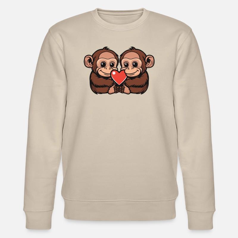 Couple de singes Saint-Valentin - Sweat bio CHANGER Stanley/Stella Unisexe - beige