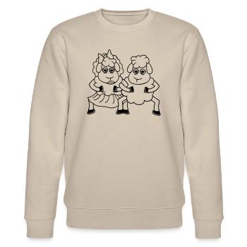 2 Schafe Pärchen Müde Gelangweilt Freunde Verliebt - Stanley/Stella Unisex Bio-Sweatshirt CHANGER  - Beige - Vorne - Nik (191cm) & Marisol (170cm)