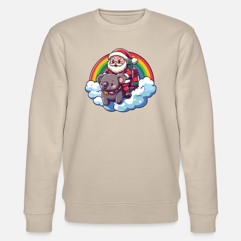 Koala Weihnachtsmann Regenbogen - Stanley/Stella Unisex Bio-Sweatshirt CHANGER  - Beige
