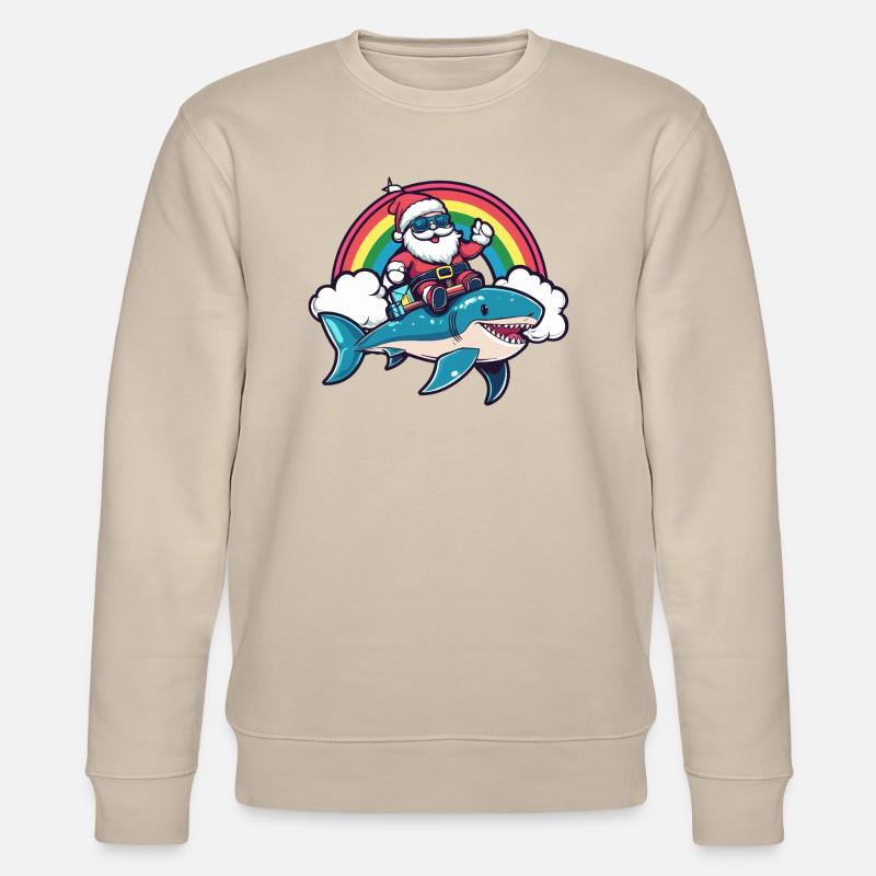Requin Père Noël Arc-en-ciel - Sweat bio CHANGER Stanley/Stella Unisexe - beige