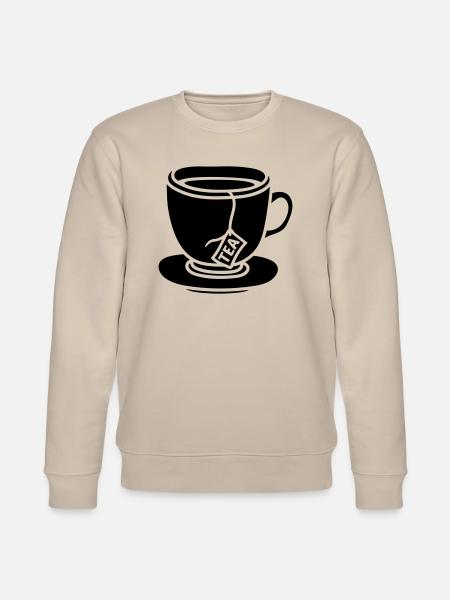 svart tepåse glas kopp te sockerrör kaffe trin - Ekologisk sweatshirt CHANGER unisex från Stanley/Stella - beige