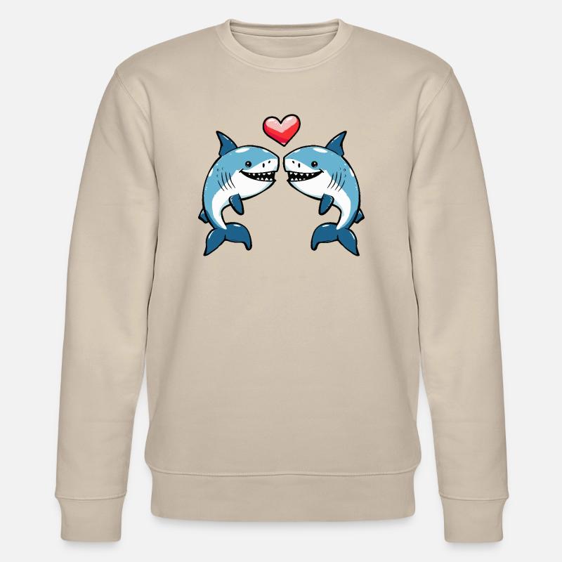 Couple de requins Saint-Valentin - Sweat bio CHANGER Stanley/Stella Unisexe - beige