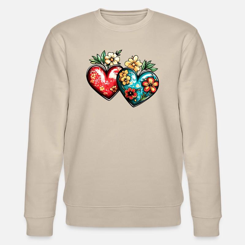 Coeurs Amour Fleurs Mariage - Sweat bio CHANGER Stanley/Stella Unisexe - beige