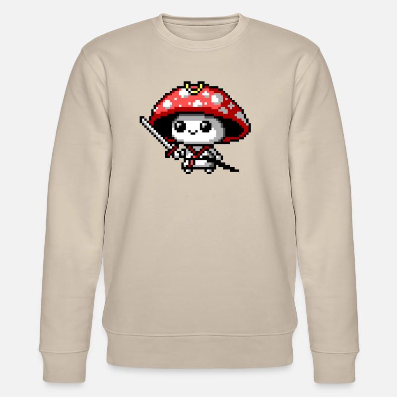 8bit Mushroom Samurai - Stanley/Stella CHANGER Unisex Organic Sweatshirt - beige