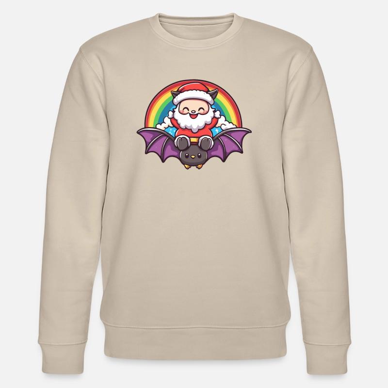 Fledermaus Weihnachtsmann Regenbogen - Stanley/Stella Unisex Bio-Sweatshirt CHANGER  - Beige