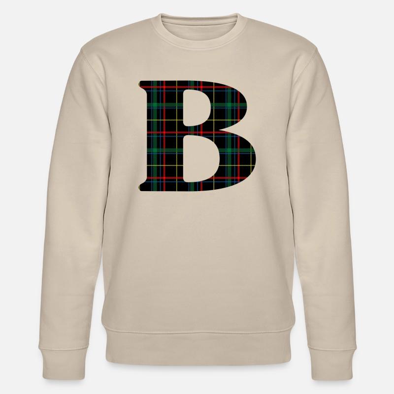 Monogrammiert b Schottischer Tartan - Stanley/Stella Unisex Bio-Sweatshirt CHANGER  - Beige