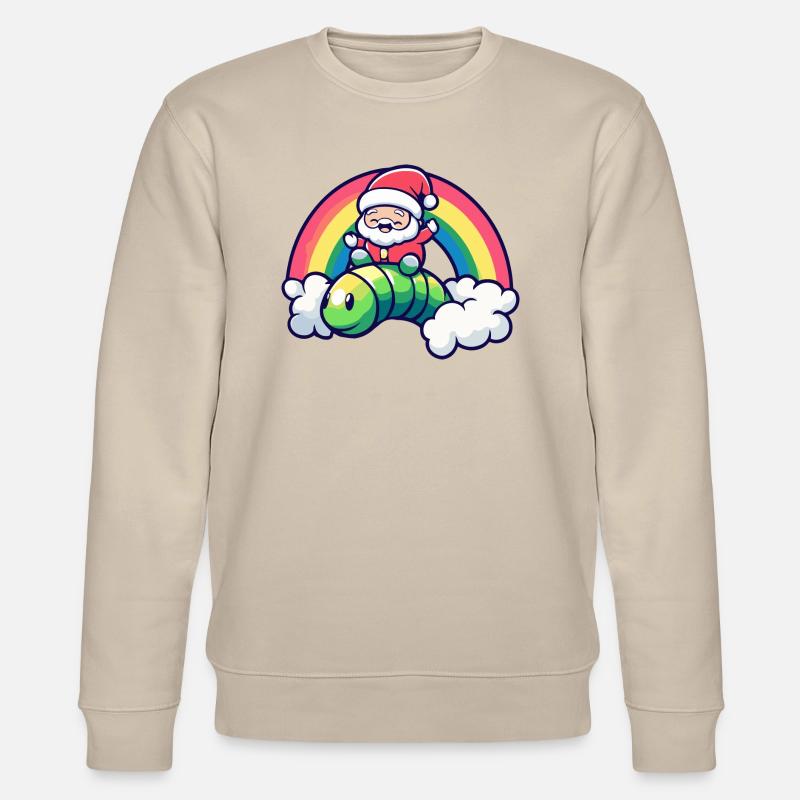 Wurm Weihnachtsmann Regenbogen - Stanley/Stella Unisex Bio-Sweatshirt CHANGER  - Beige