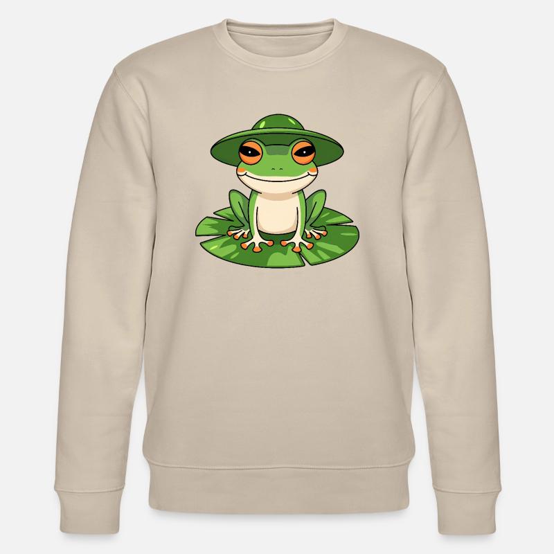 Süßer Frosch mit Hut - Stanley/Stella Unisex Bio-Sweatshirt CHANGER  - Beige