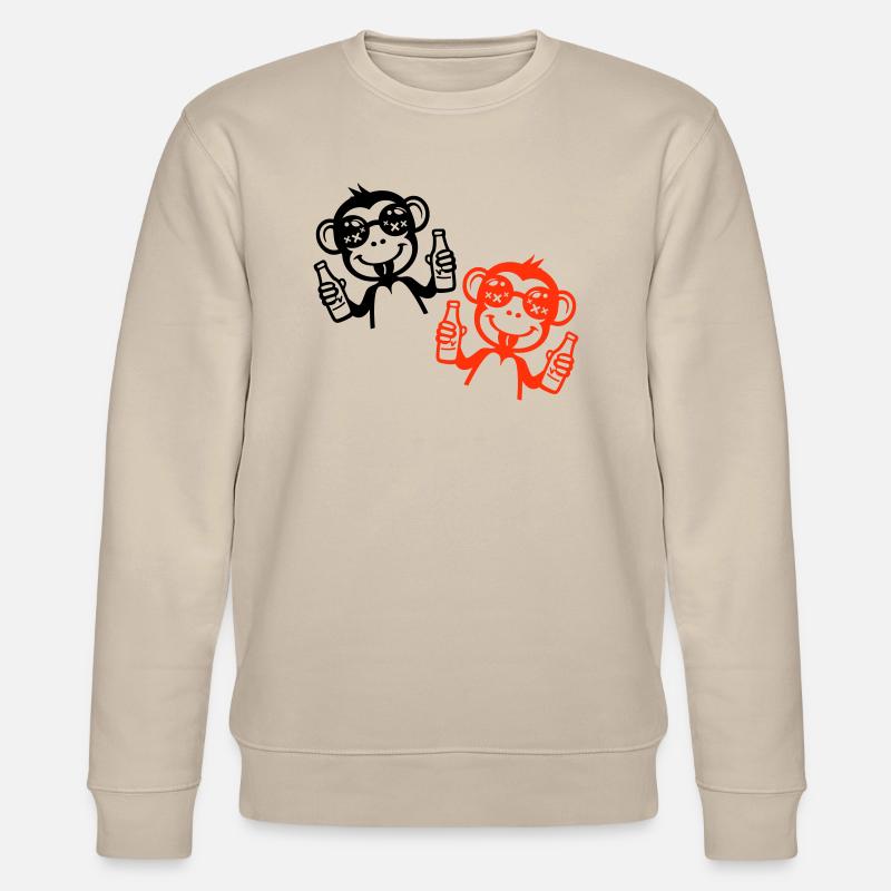 Monkey Beer Party Drunk - Sweat bio CHANGER Stanley/Stella Unisexe - beige