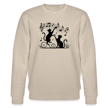 Motif chats noirs jouant avec note de musique - Sweat bio CHANGER Stanley/Stella Unisexe - beige - Devant - Nik (191cm) & Marisol (170cm)