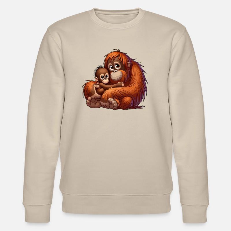 Orang-Utan-Mutter mit Kind - Stanley/Stella Unisex Bio-Sweatshirt CHANGER  - Beige