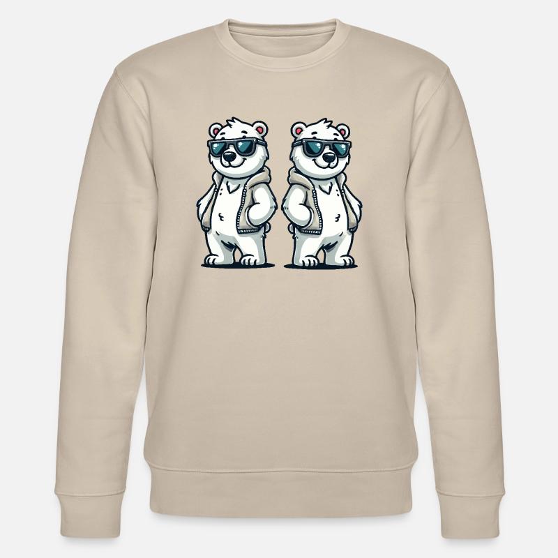 Eisbär Comic - Stanley/Stella Unisex Bio-Sweatshirt CHANGER  - Beige