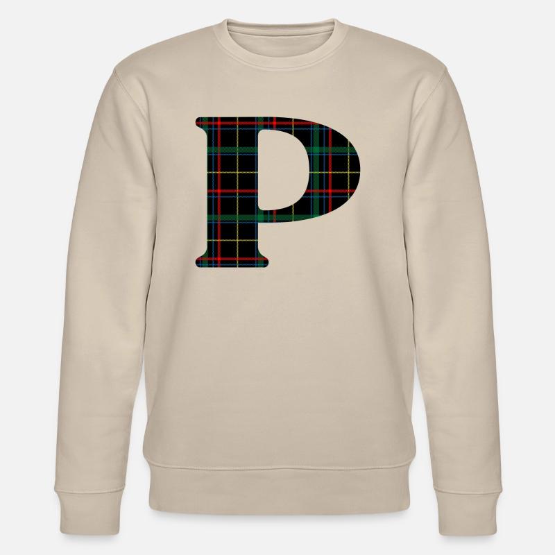 Monogramm p schottischer Tartan - Stanley/Stella Unisex Bio-Sweatshirt CHANGER  - Beige