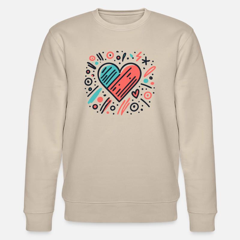 Herz von Kind gemalt - Stanley/Stella Unisex Bio-Sweatshirt CHANGER  - Beige