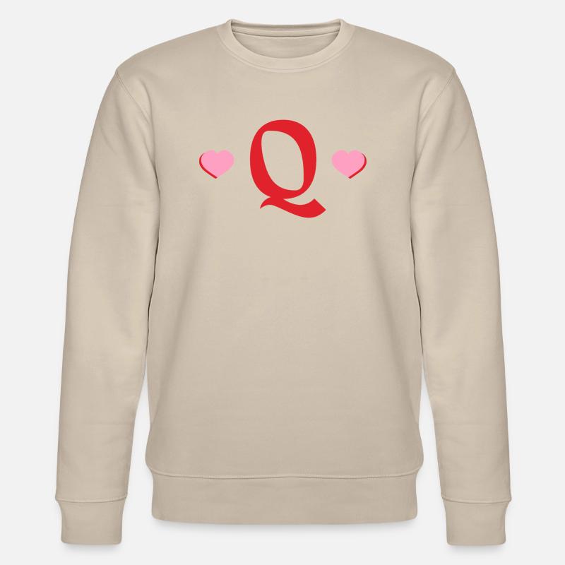 Buchstabe q rote Herzen - Stanley/Stella Unisex Bio-Sweatshirt CHANGER - Beige