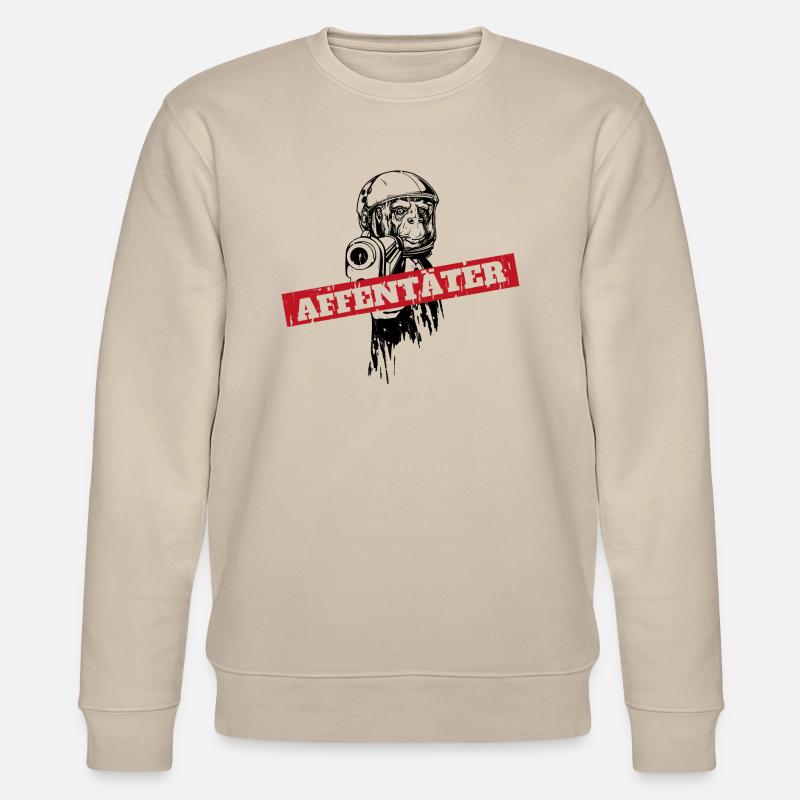 Affe mit Waffe und zielt - Stanley/Stella Unisex Bio-Sweatshirt CHANGER - Beige