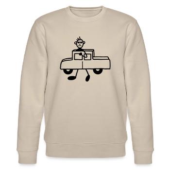 Homme transportant sa voiture - Sweat bio CHANGER Stanley/Stella Unisexe - beige - Devant - Nik (191cm) & Marisol (170cm)