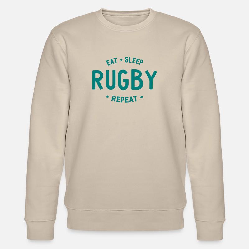 Eat Sleep Rugby Repeat - Stanley/Stella Unisex Bio-Sweatshirt CHANGER  - Beige