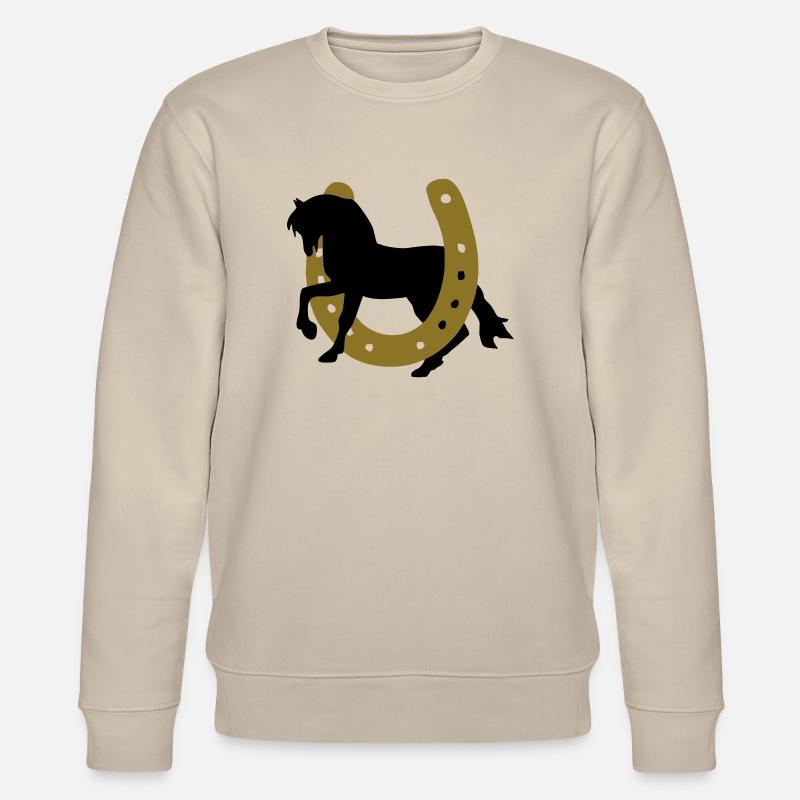 Pferd mit Hufeisen - Stanley/Stella Unisex Bio-Sweatshirt CHANGER  - Beige