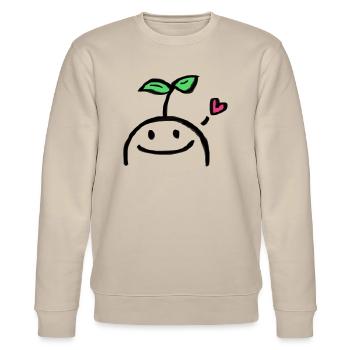 Laughing plant with heart - Stanley/Stella CHANGER Unisex Organic Sweatshirt - beige - Front - Nik (191cm) & Marisol (170cm)